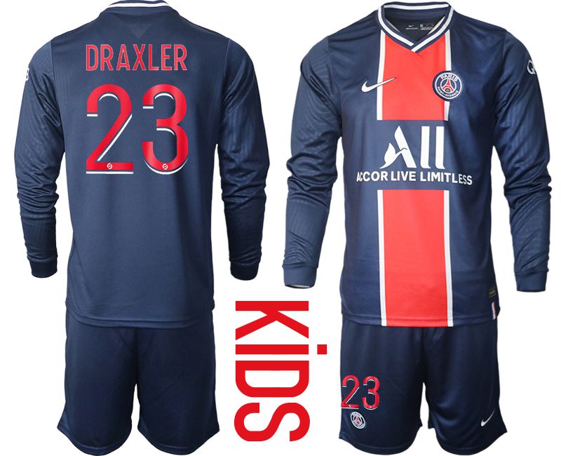 Youth 2020-2021 club Paris St German home long sleeve #23 blue Soccer Jerseys